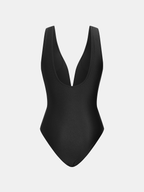 Deep V One Piece Swimsuit & Printed Sarong Set
