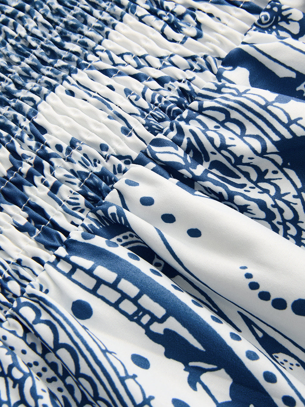 Smocked Waist Paisley Print Maxi Skirt