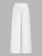 Pinstripe Cotton Linen Wide Leg Pants