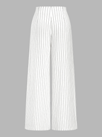 Pinstripe Cotton Linen Wide Leg Pants
