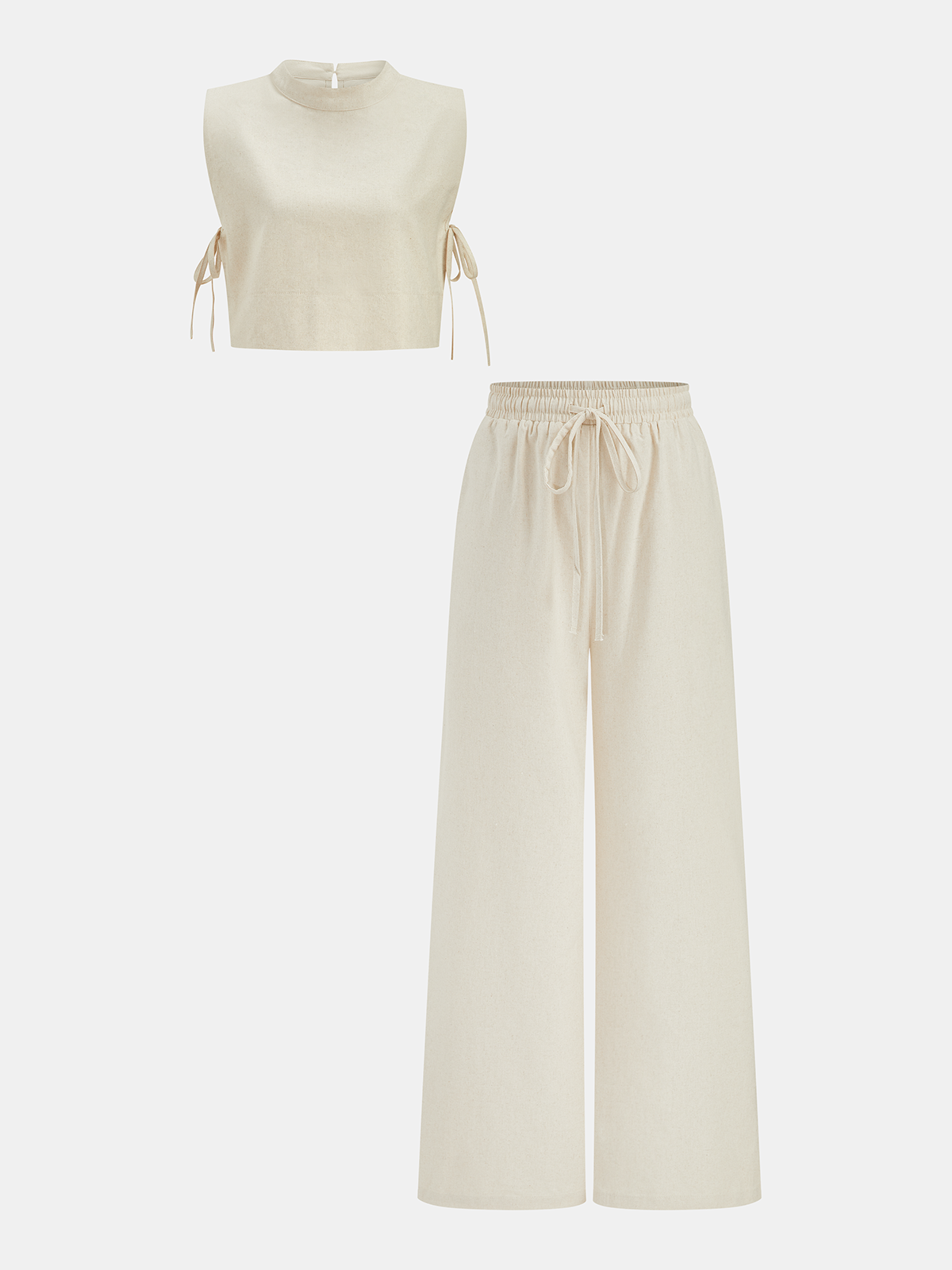 Utility Linen Two Piece Wide Leg Pants Set