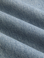 Double Waistband Curved-Leg Denim Pants