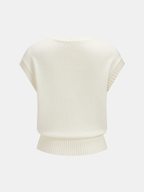 Decorative Metal Button Crew Neck Knit Top
