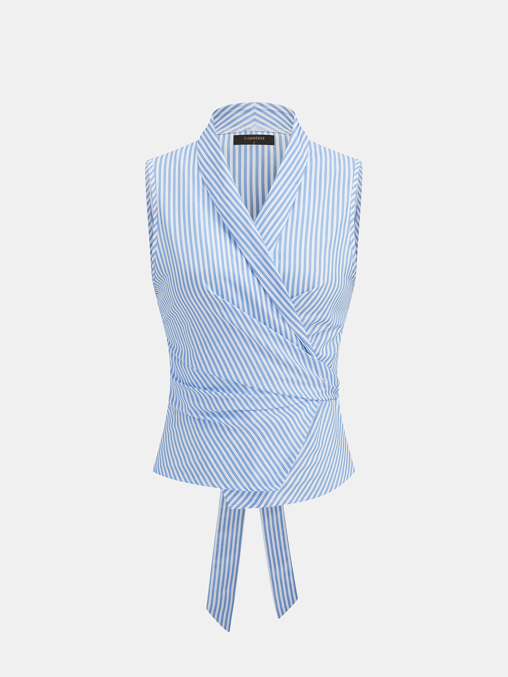 Striped Sleeveless Wrap Blouse