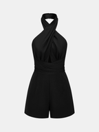 Tie-Back Cross Halter Neck Romper