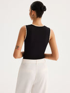 Ribbed Scallop Trim Knit Tank Top
