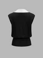 Contrast Trim Knit Vest & Pants Set