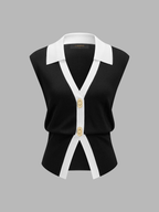 Contrast Trim Knit Vest & Pants Set