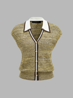 Contrast Trim Textured Knit Top