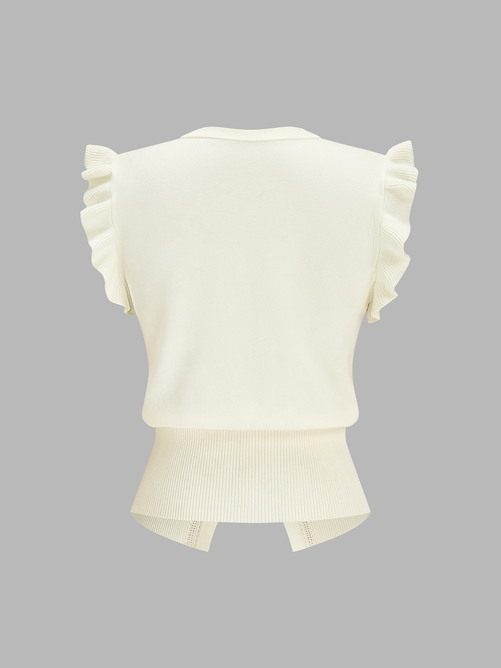 Ruffled Button-Down Knit Top