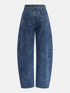 Mid-Waist Curved Leg Barrel Jeans