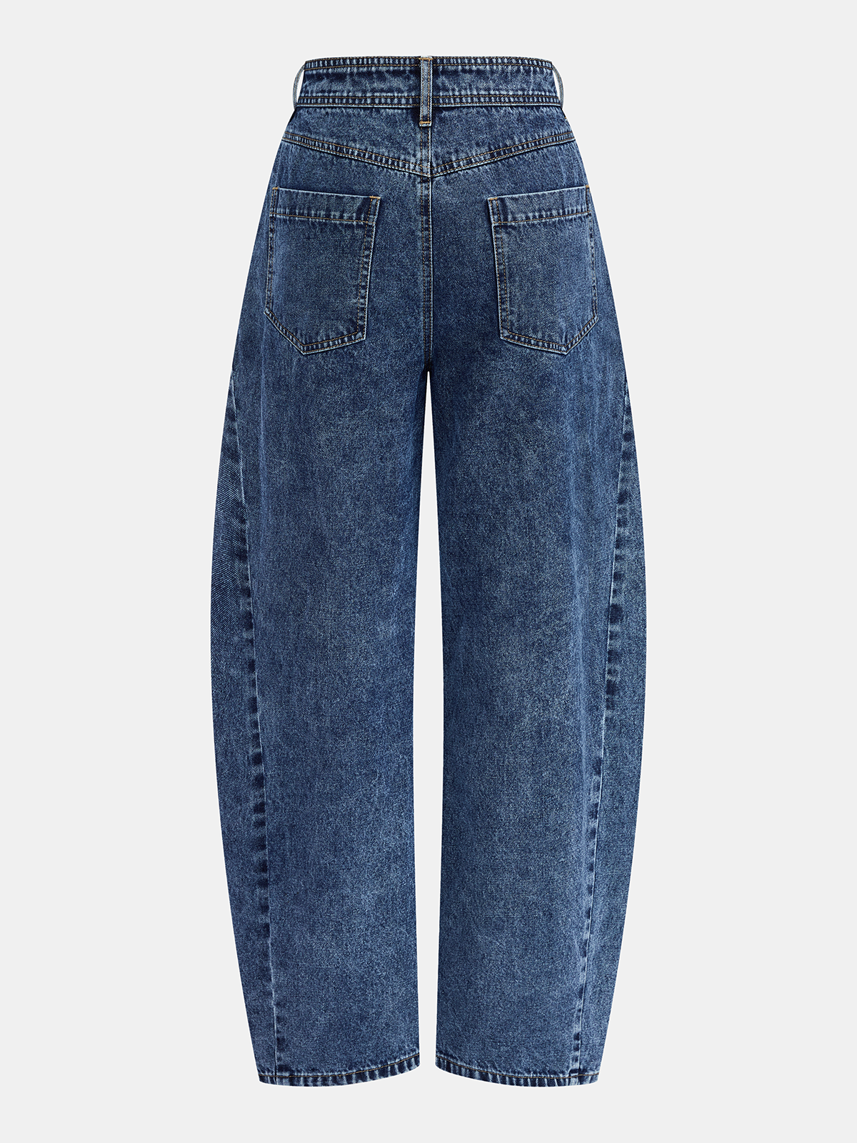 Mid-Waist Curved Leg Barrel Jeans