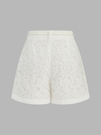 Mid-Waist Belted Lace Shorts