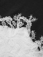 Keyhole Neck Lace Hem Tank Top