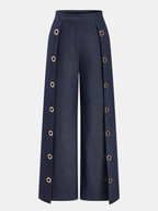 Eyelet Detail Wide Leg Pants