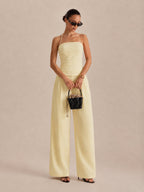 Ruched Halter Top & Wide Leg Pants Set