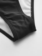 Scalloped Edge Color Block One Shoulder Bikini Set