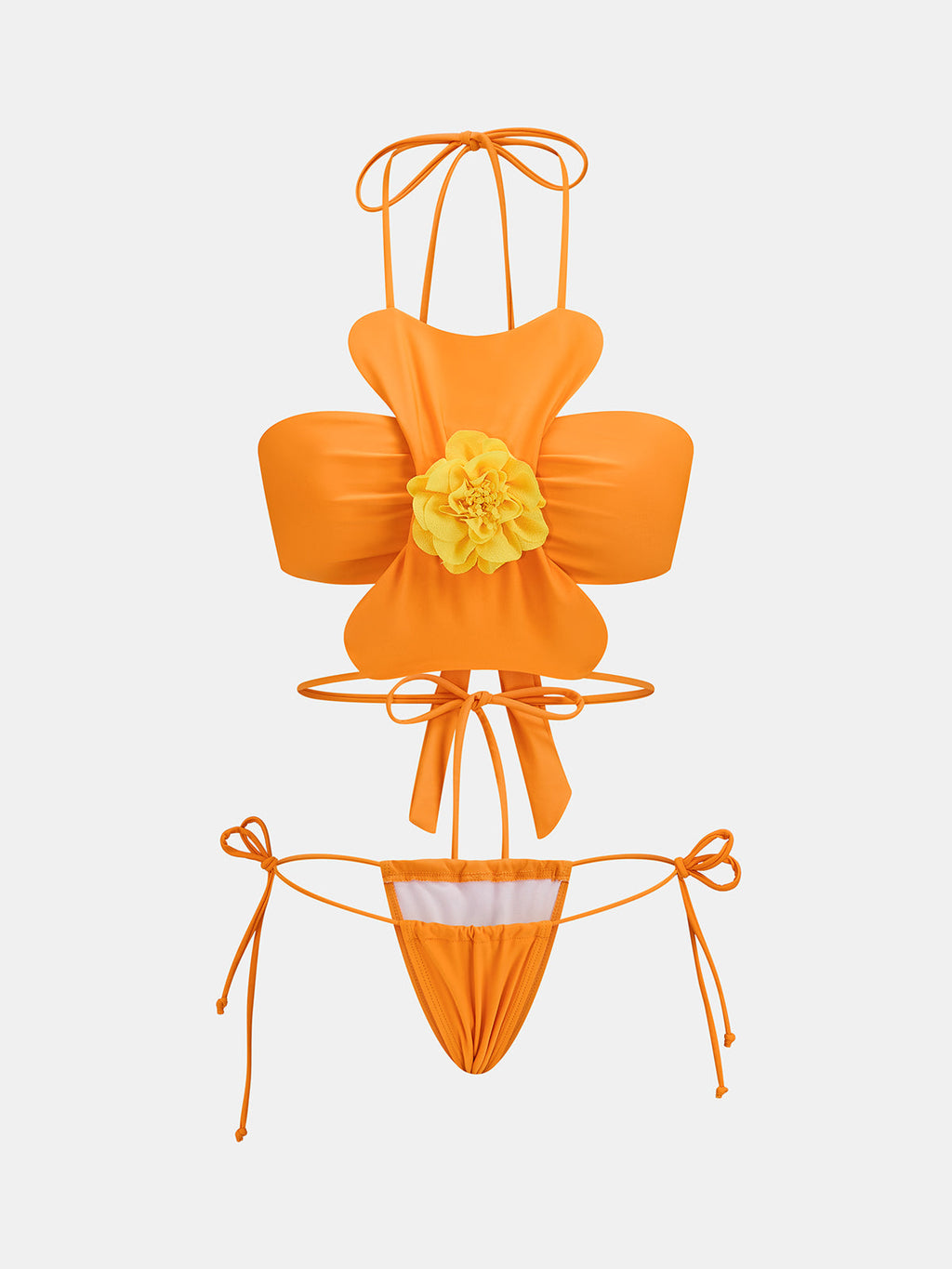 3D Flower Bikini & Mini Skirt 3Pcs Swim Set