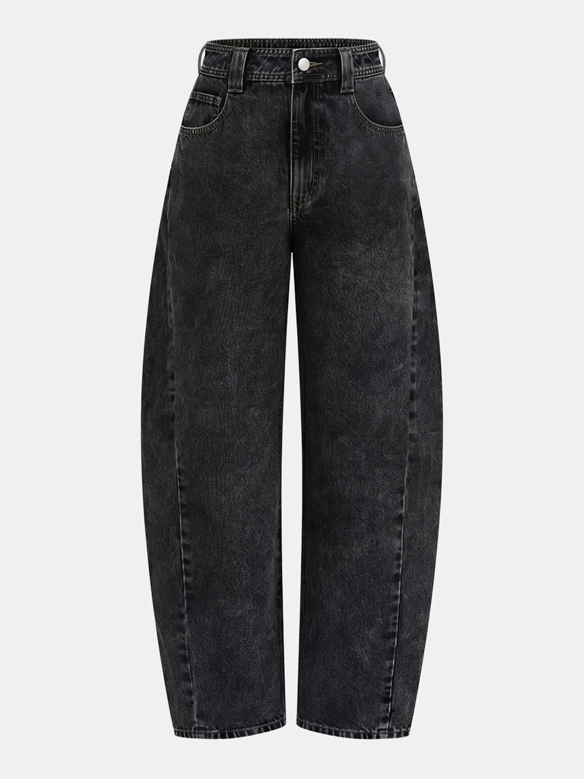 Mid-Waist Curved Leg Barrel Jeans