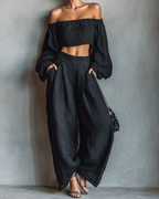Tess™ - Off-shoulder set with wide-leg pants
