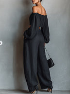 Tess™ - Off-shoulder set with wide-leg pants