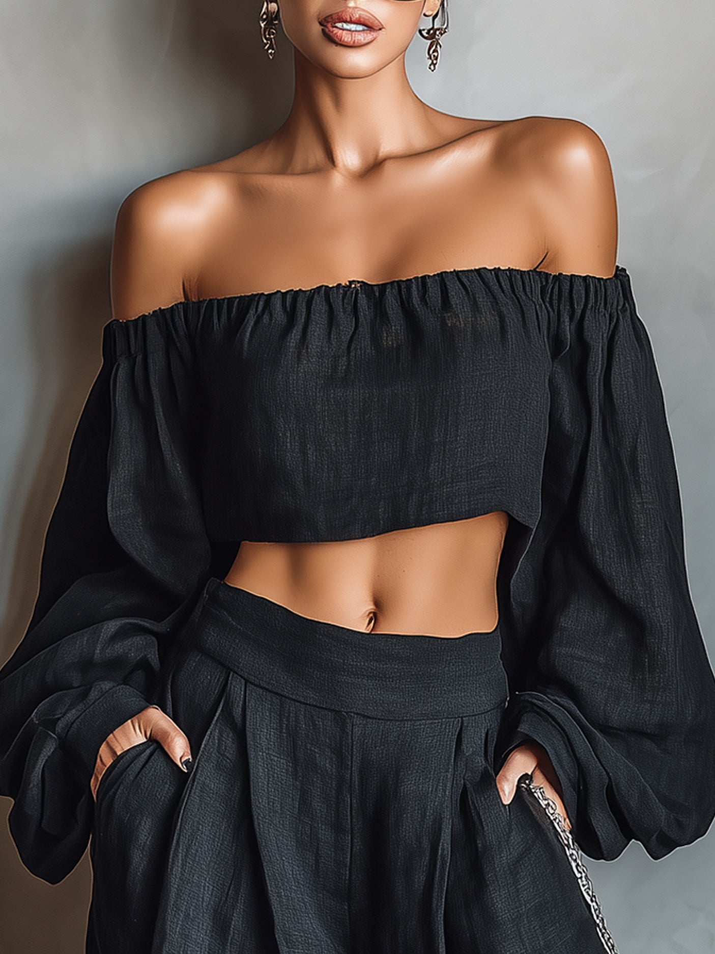 Tess™ - Off-shoulder set with wide-leg pants